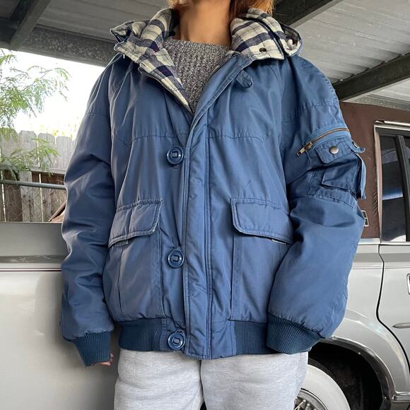 š„Vintage Midwest Traders Unisex Utility Retro Bomber Jacket Plaid Blanket lined - Picture 2 of 15